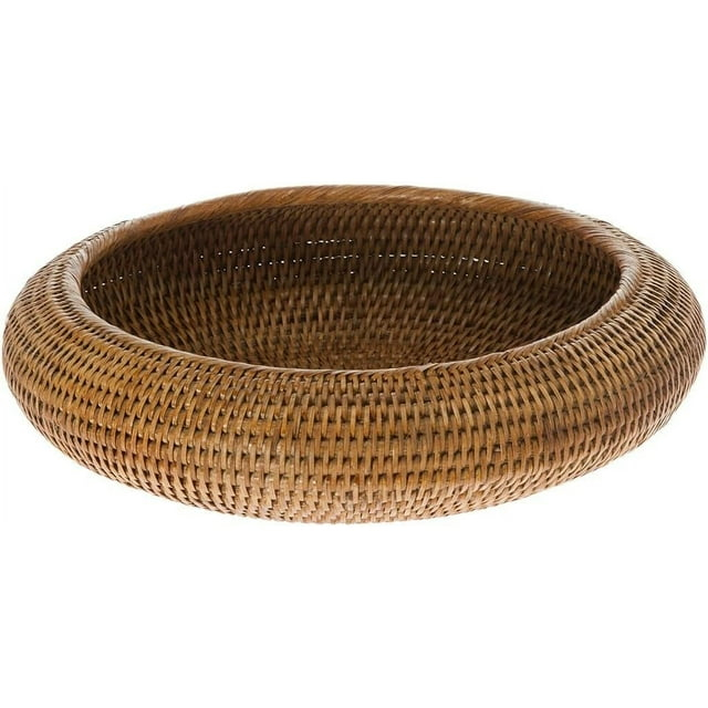 Kouboo La Jolla Rattan Fruit Bowl, Handmade Rattan Round Bowl for Fruit Serving, Decorative Kitchen Counter Bowls, Honey Brown