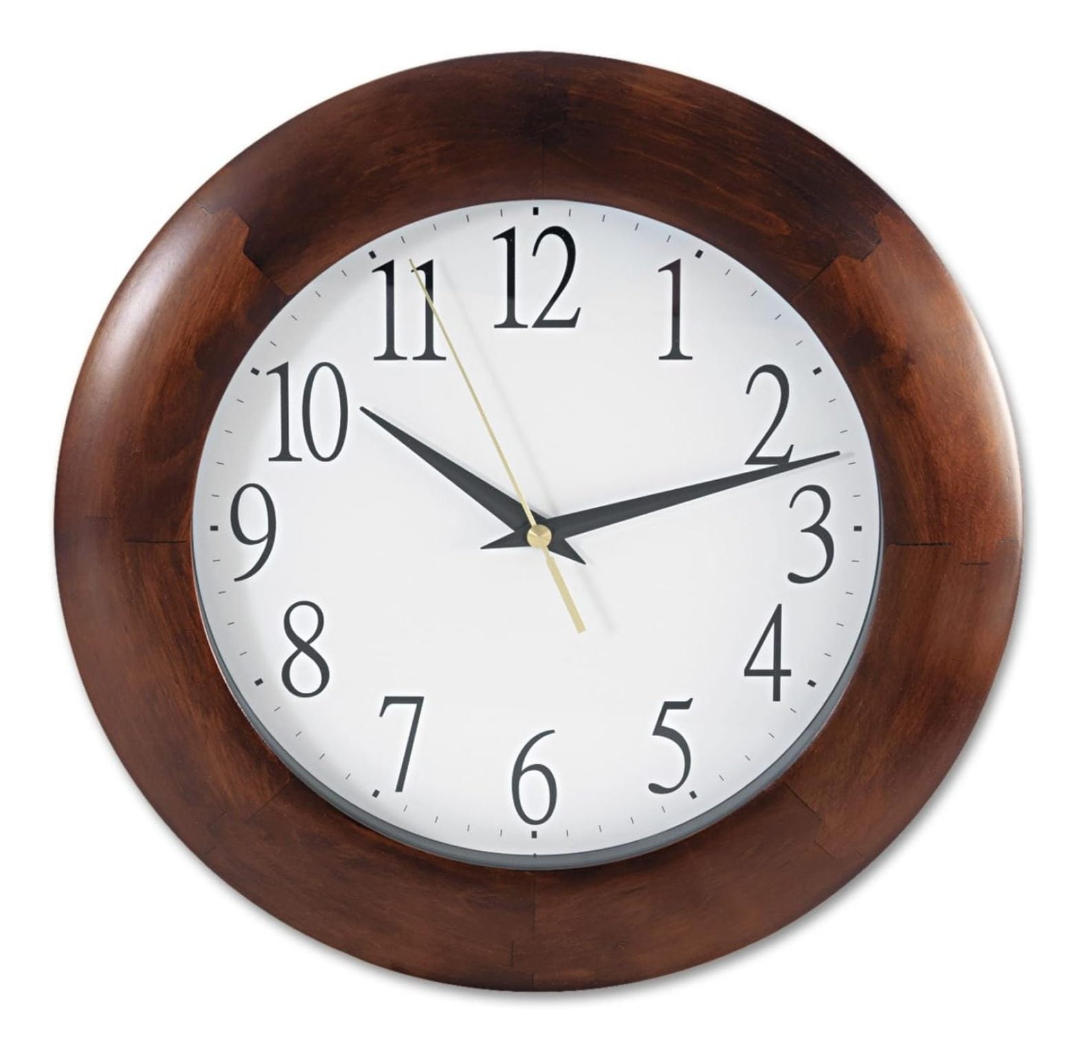 KOUROUU UNV10414 12-3/4 in. Round Wood Clock - Cherry