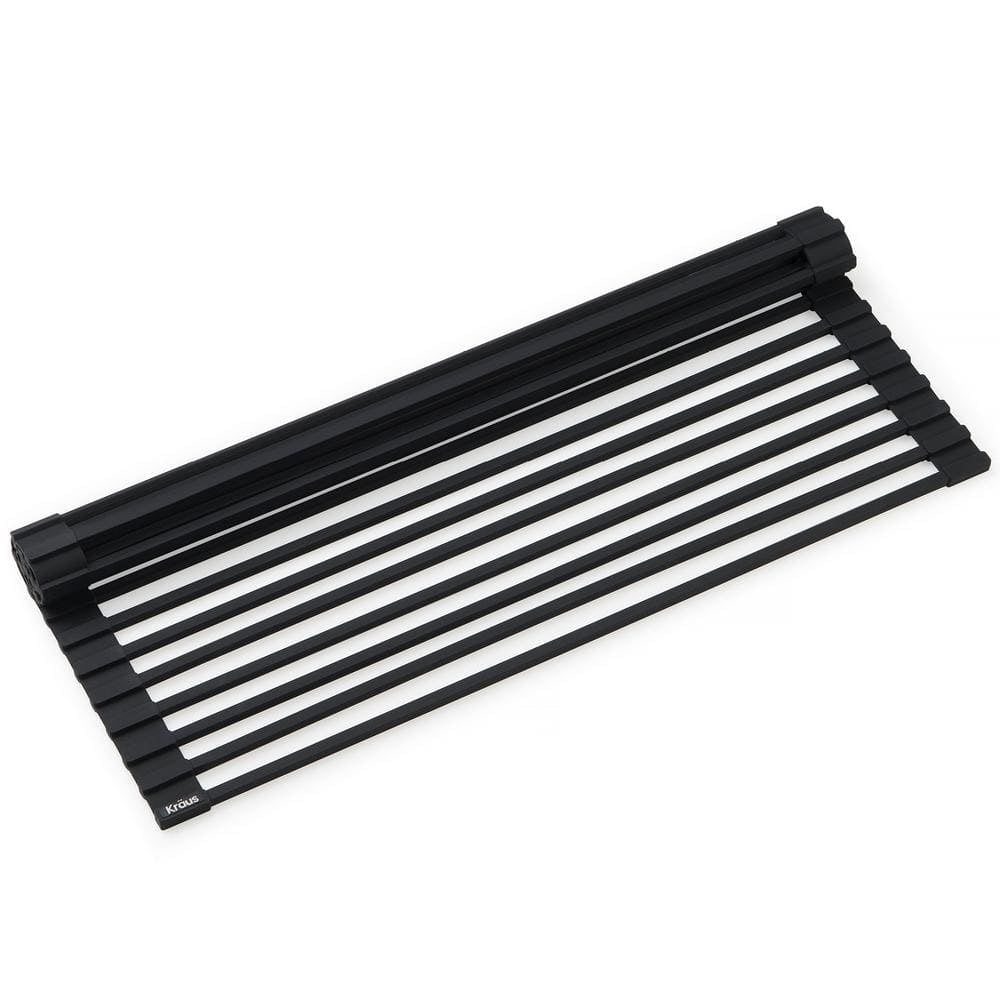 Kraus Over Sink Roll Up Dish Drying Rack Jet Black 20.5" KRM-10JB