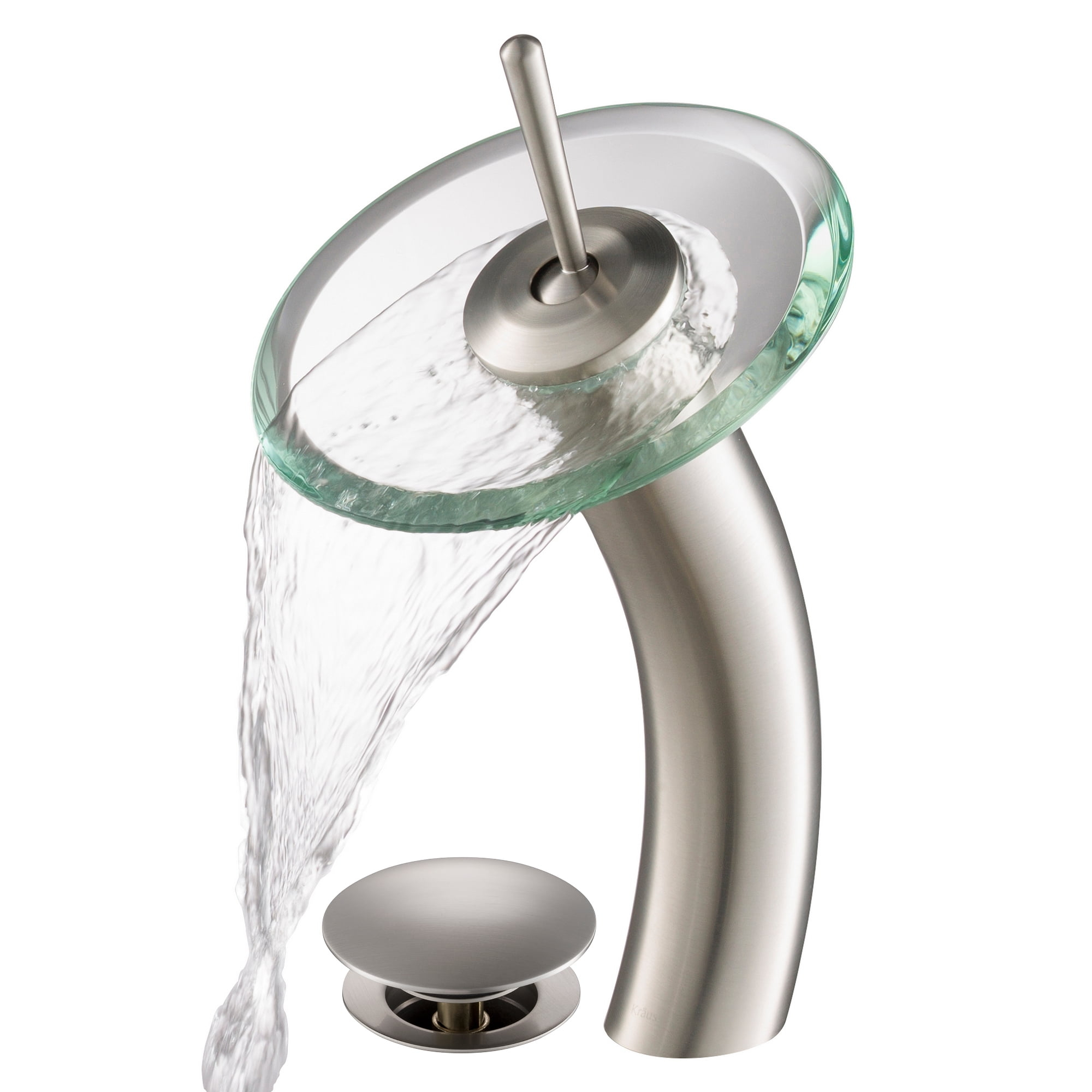 Waterfall Single Hole Single Handle Bathroom Faucet with Drain Assembly