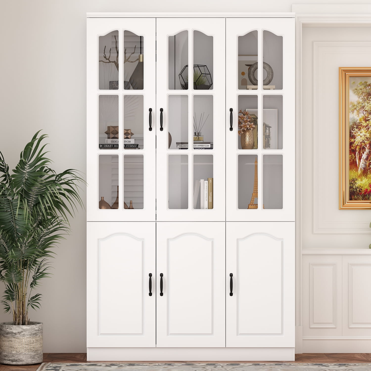 KULAGAGA 78.7" Kitchen Pantry Storage Cabinet, Freestanding Pantry with 6 Doors for Home Kitchen White