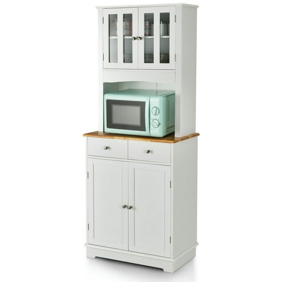 Kadyn Buffet Sideboard,Sideboard Buffet Cabinet,Kitchen Pantry Cabinet with Wood Top and Hutch-White