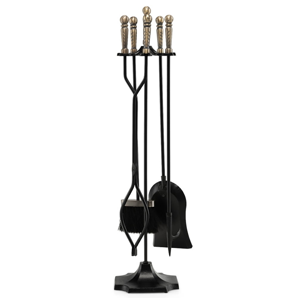 Kadyn 31 inch 5 Pieces Metal Fireplace Tool Set with Stand-Bronze