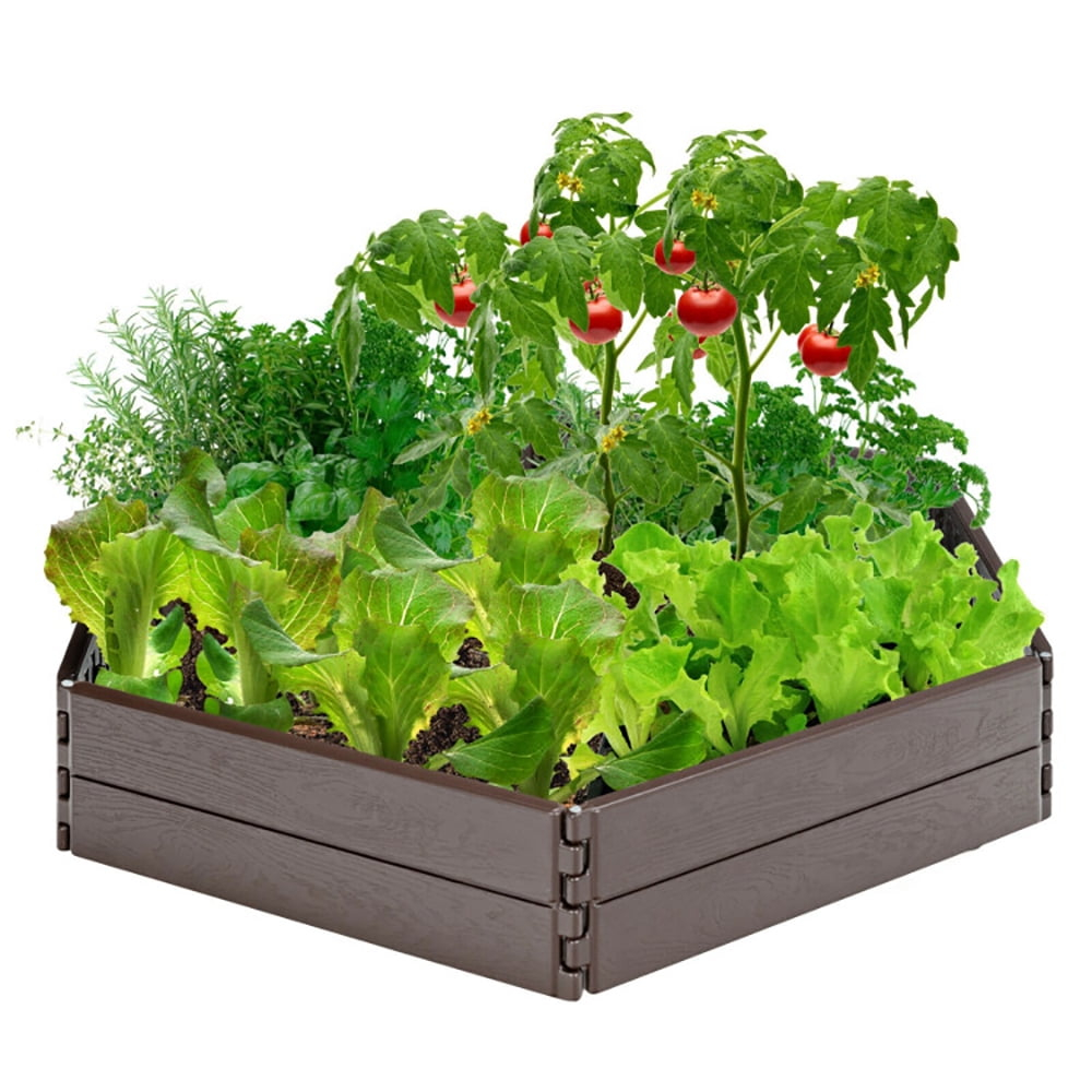 Kadyn Raised Garden Bed, Horticulture Flower Box, Planter Boxes,Raised Garden Bed Set for Vegetable and Flower-Brown