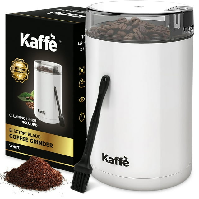 Kaffe Molinillo de Café Eléctrico (3,5 Oz/14 Tazas), los Mejores Molinillos de Café Reducen el Precio con Cepillo de Limpieza Gratuito, Blanco
