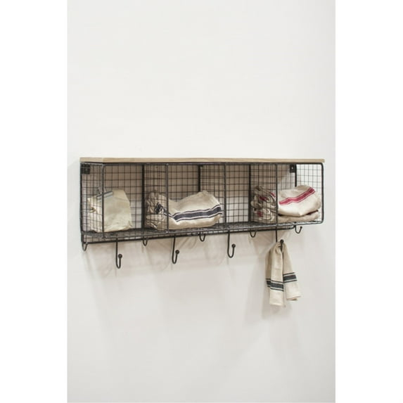 Kalalou Inc Large Wire Mesh Four Horizontal Cubbies With Wooden Top