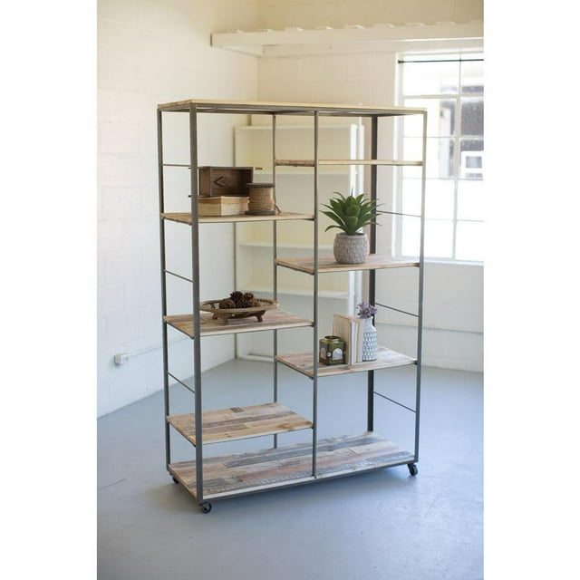 Kalalou Inc Recycled Wood And Metal Adjustable Shelving Unit