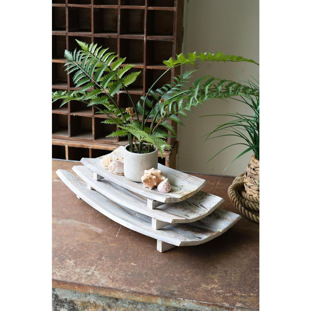 Kalalou Inc Set Of Three Rectangle Curved Wooden Bowls