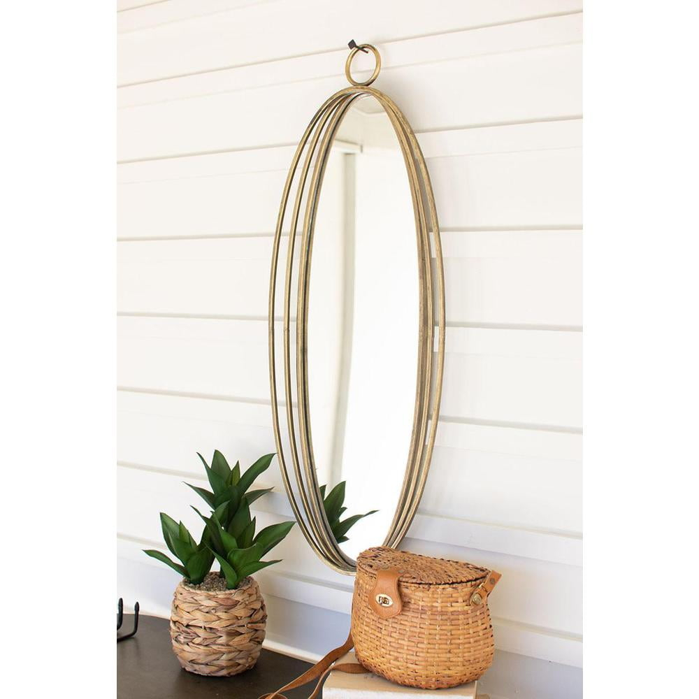 Kalalou Inc Tall Oval Antique Brass Mirror