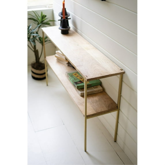 Kalalou Iron Side Table With Marble Top