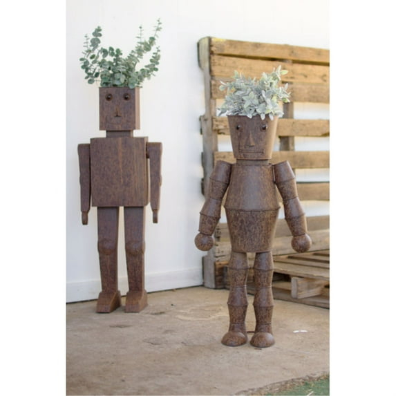 Kalalou Set of 2 Metal Robot Planters CZG1270