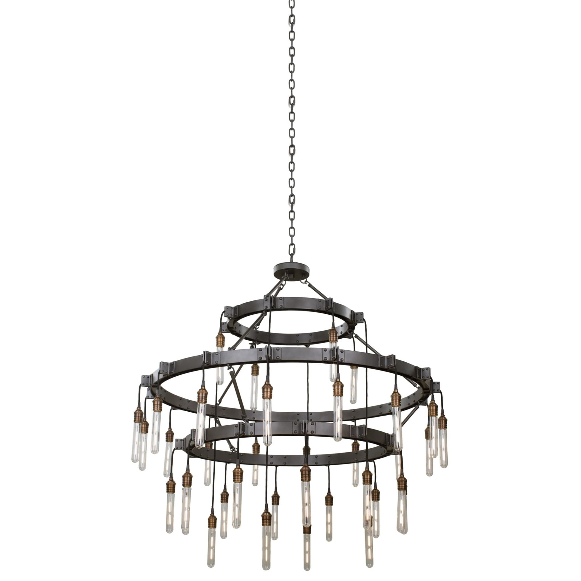 Stuyvesant 36 - Light Steel Dimmable Tiered Chandelier