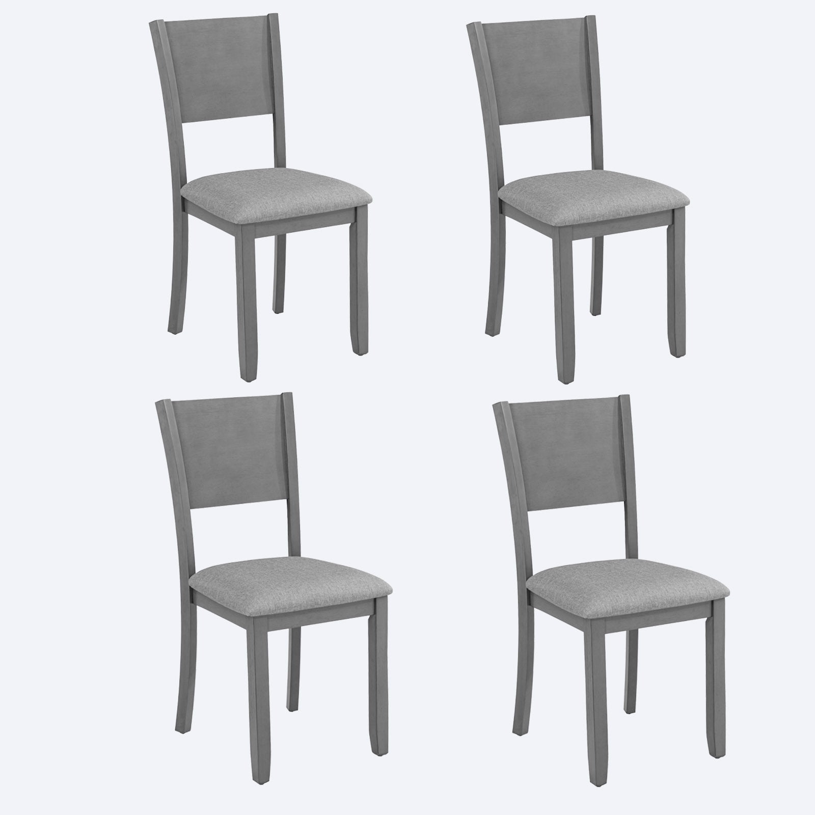 Kamsly Kitchen Island Dining Chairs Set of 4, 4pcs Upholstered Dining Room Chair, Sturdy Solid Wood Frame Kitchen-Chair with Padded Seat & Backrest, Gray