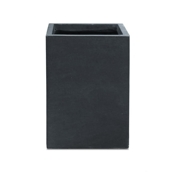Kante  16"H Charcoal Finish Concrete Tall Square Planter, Outdoor/Indoor Lightweight Planters Pots with Drainage Hole