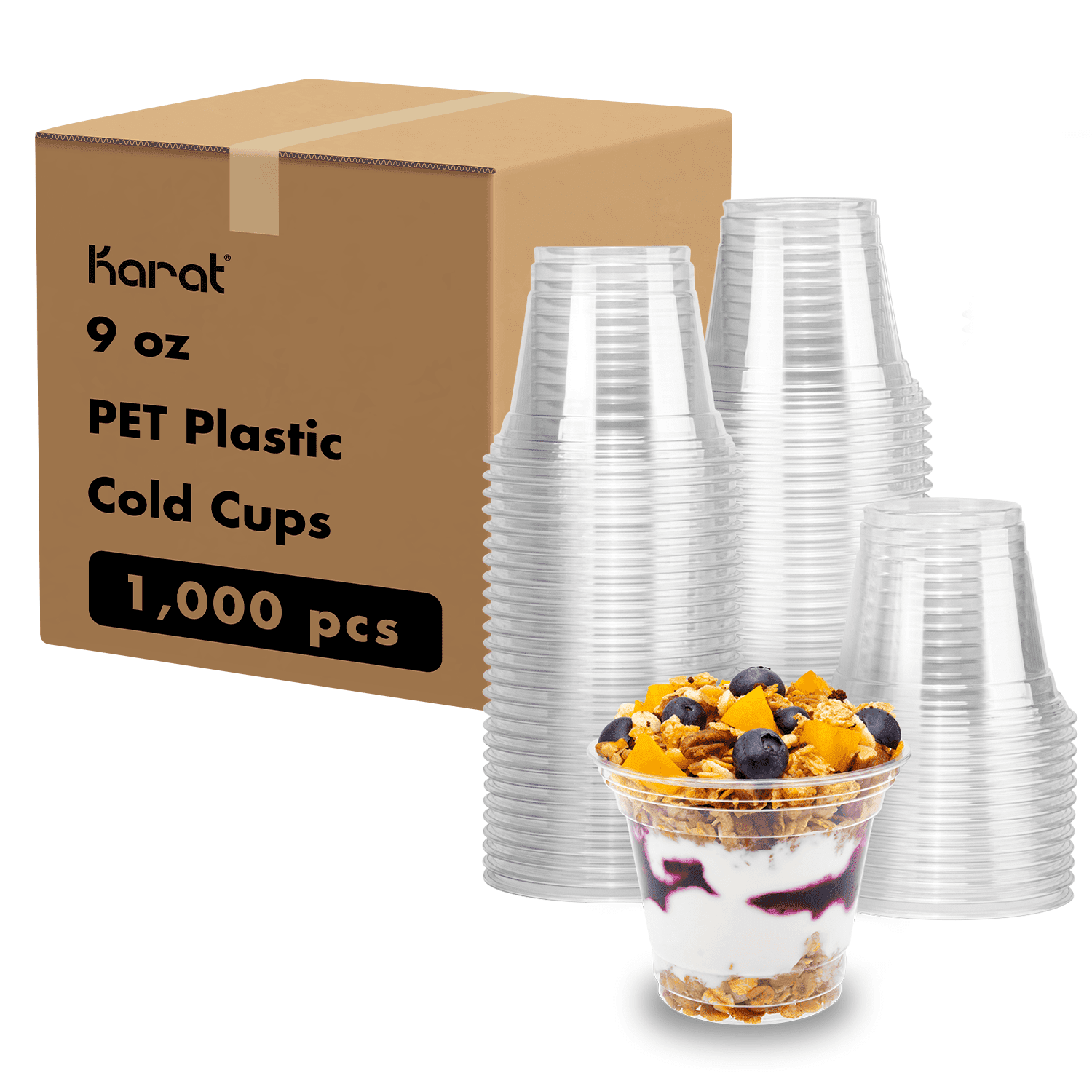 Karat Disposable Plastic Cups, Clear, 1000 Pieces
