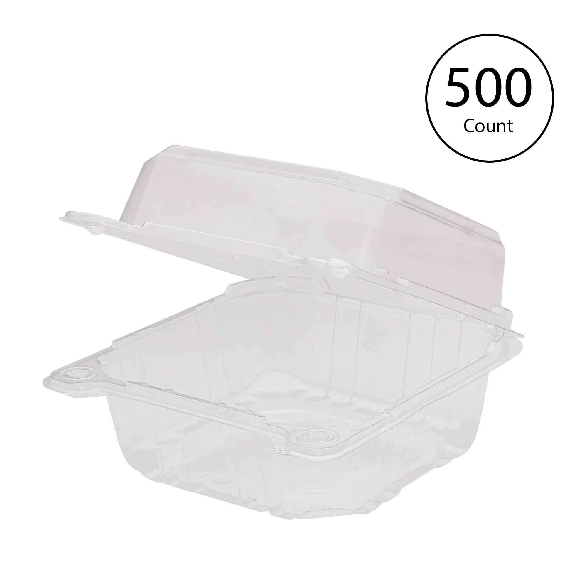 Karat FP-HC66PET-1C 6x6" Plastic Hinged Food Containers for bagle, sandwich, hamburger, 500 Count