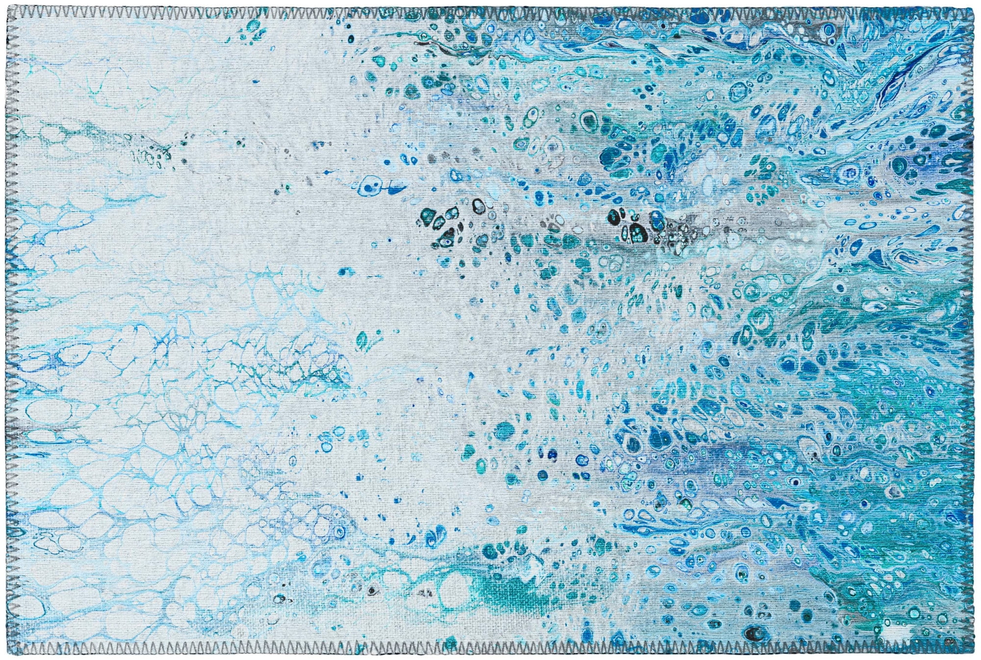 Karina Blue Contemporary Artistic Color Splash 1'8" x 2'6" Non-Skid Accent Rug