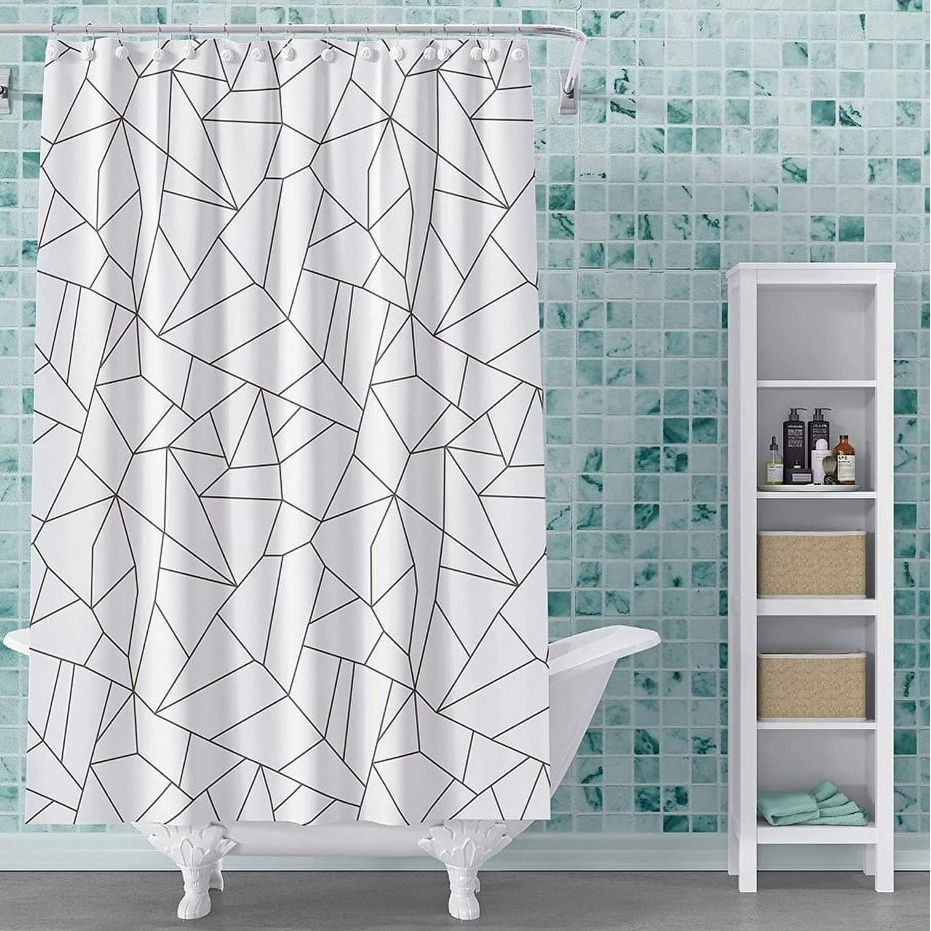 Kashi Home Geometric Abstract PEVA Shower Curtain Beautiful Printed Design 72"x72"