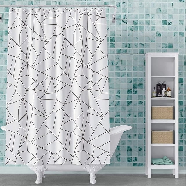 Kashi Home Geometric Abstract PEVA Shower Curtain Beautiful Printed Design 72"x72"