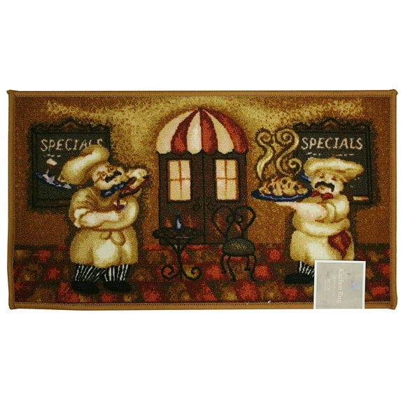 Kashi Home Kitchen Rug, Printed Area Rug, Durable Floor, Door Mat, Farmhouse Non-Slip Carpet Latex Backing Beautiful Design, Chef 20x40 Rectangle
