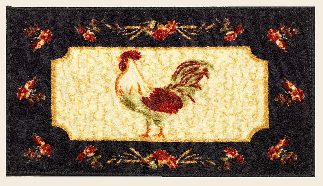 Kashi Home Kitchen Rug, Printed Area Rug, Durable Floor, Door Mat, Farmhouse Non-Slip Carpet Latex Backing Beautiful Design, Rooster 20x40 Rectangle