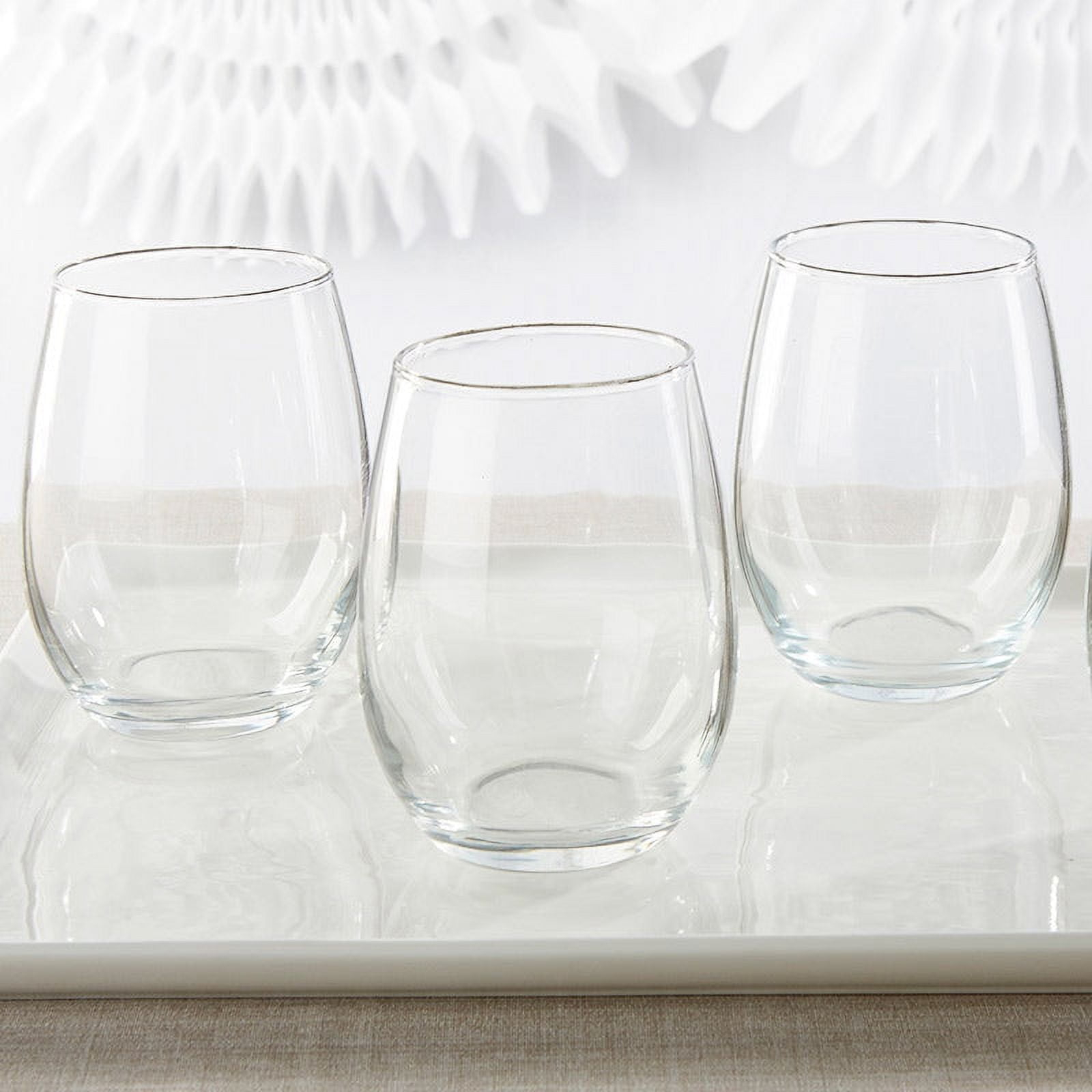 Kate Aspen 12PCS Blank 15 oz. Stemless Wine Glass, Drinking Glasses and DIY Favor Decor for Wedding, Bridal Shower, Baby Shower and Anniversary Party