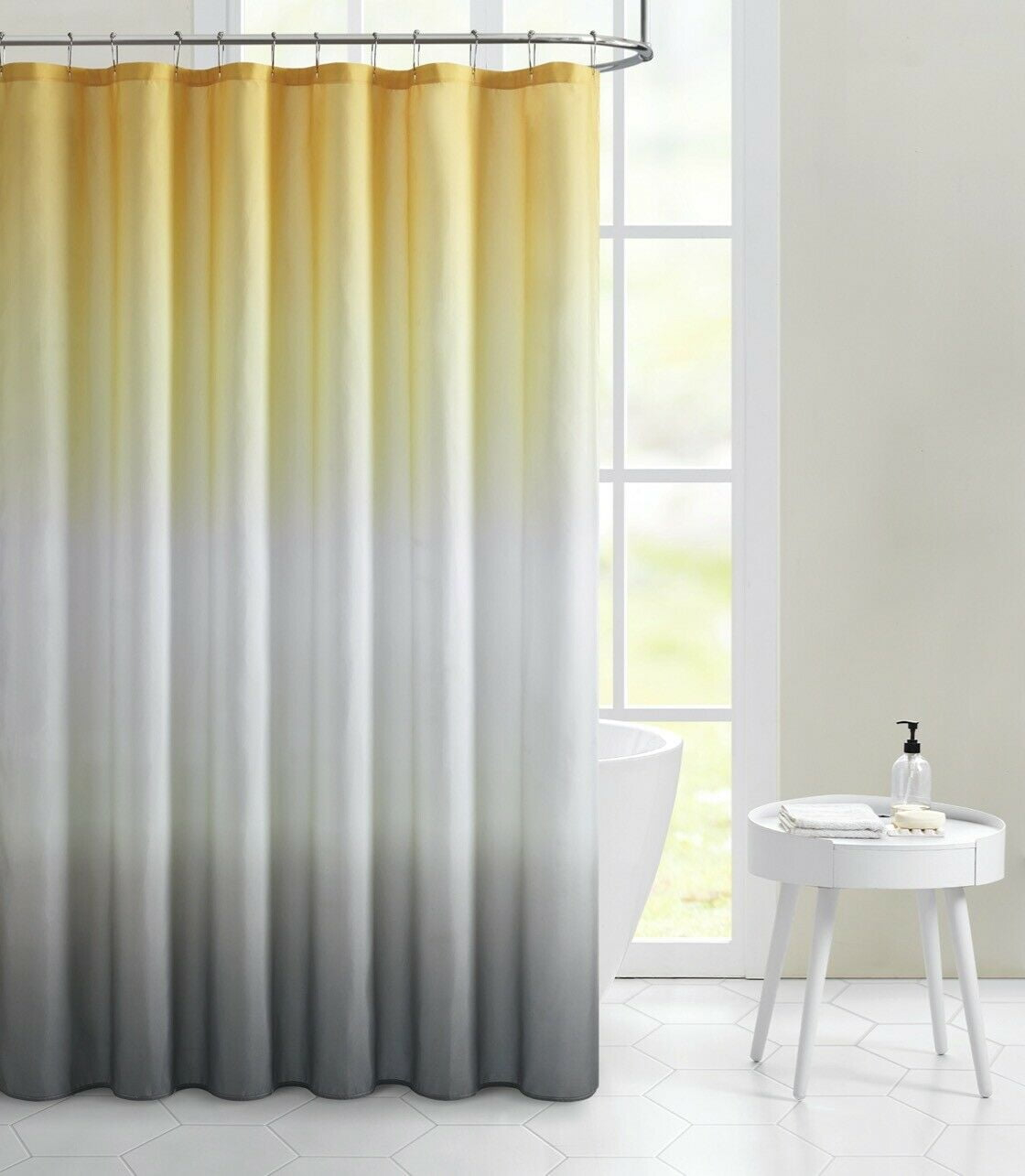 Kate Aurora Living Multi Color Ombre Fabric Shower Curtain - Gray/Yellow