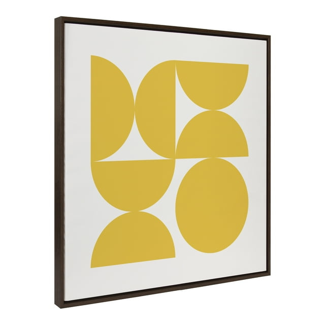 Kate and Laurel Sylvie Bold Vintage Geometric Sunshine Yellow Framed Canvas Wall Art by The Creative Bunch Studio, 30x30 Brown, Mid-Century Modern Design Wall Art