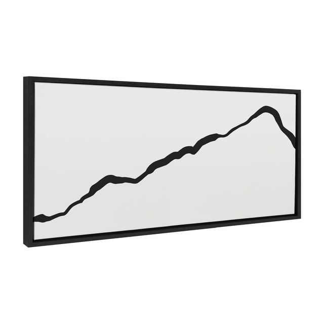 Kate and Laurel Sylvie Elevated Abstract Minimalist Mountain Landscape Framed Canvas Wall Art by The Creative Bunch Studio, 18x40 Black, Minimal Mountainous Landscape Art for Wall
