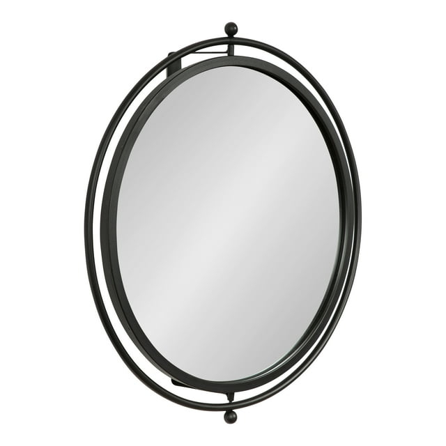 Kate and Laurel Baron Pivot Mirror, Black 21" Diameter