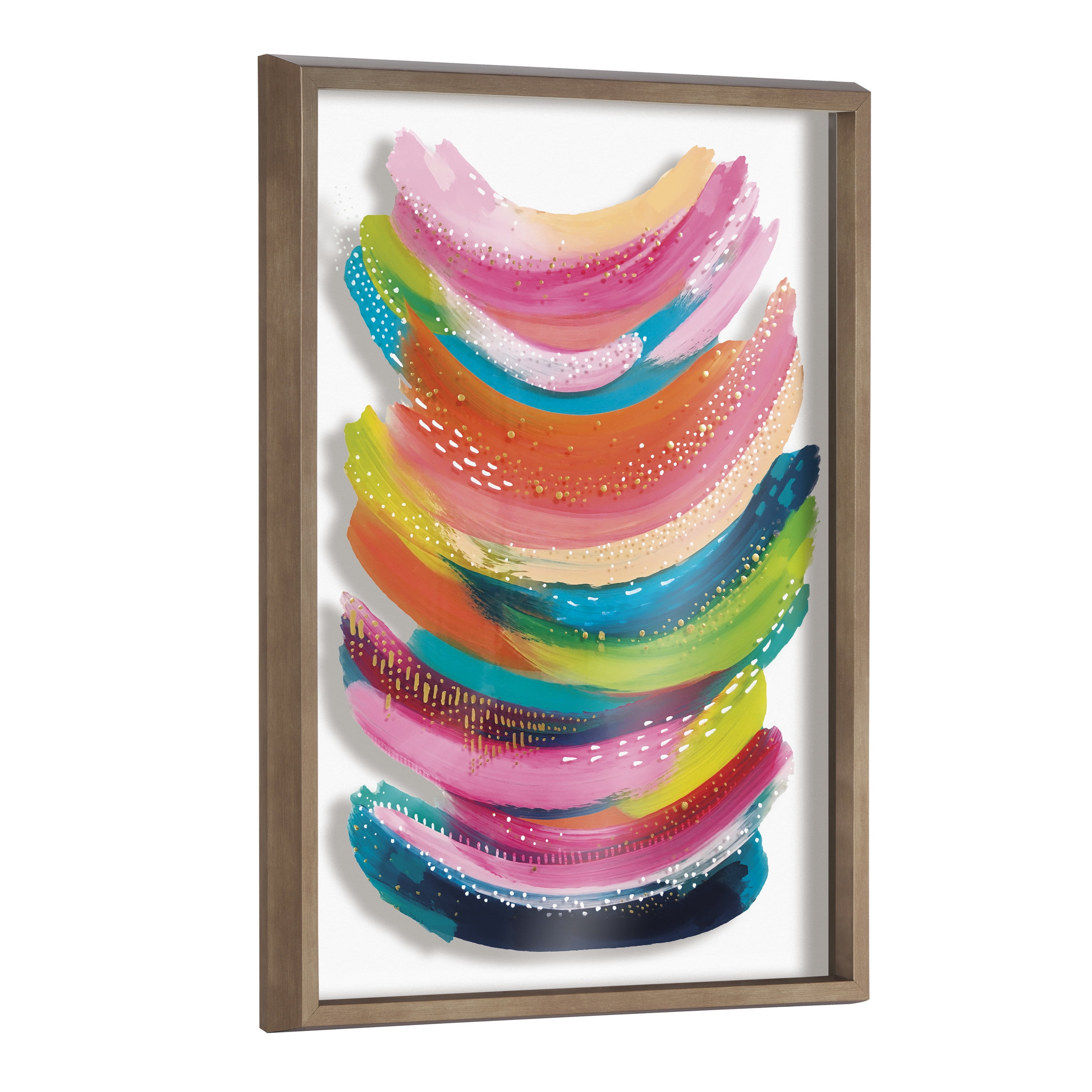 Kate and Laurel Blake Bright Abstract Framed Printed Glass Wall Art by Jessi Raulet of Ettavee, 18x24 Gold, Modern Colorful Abstract Art for Wall