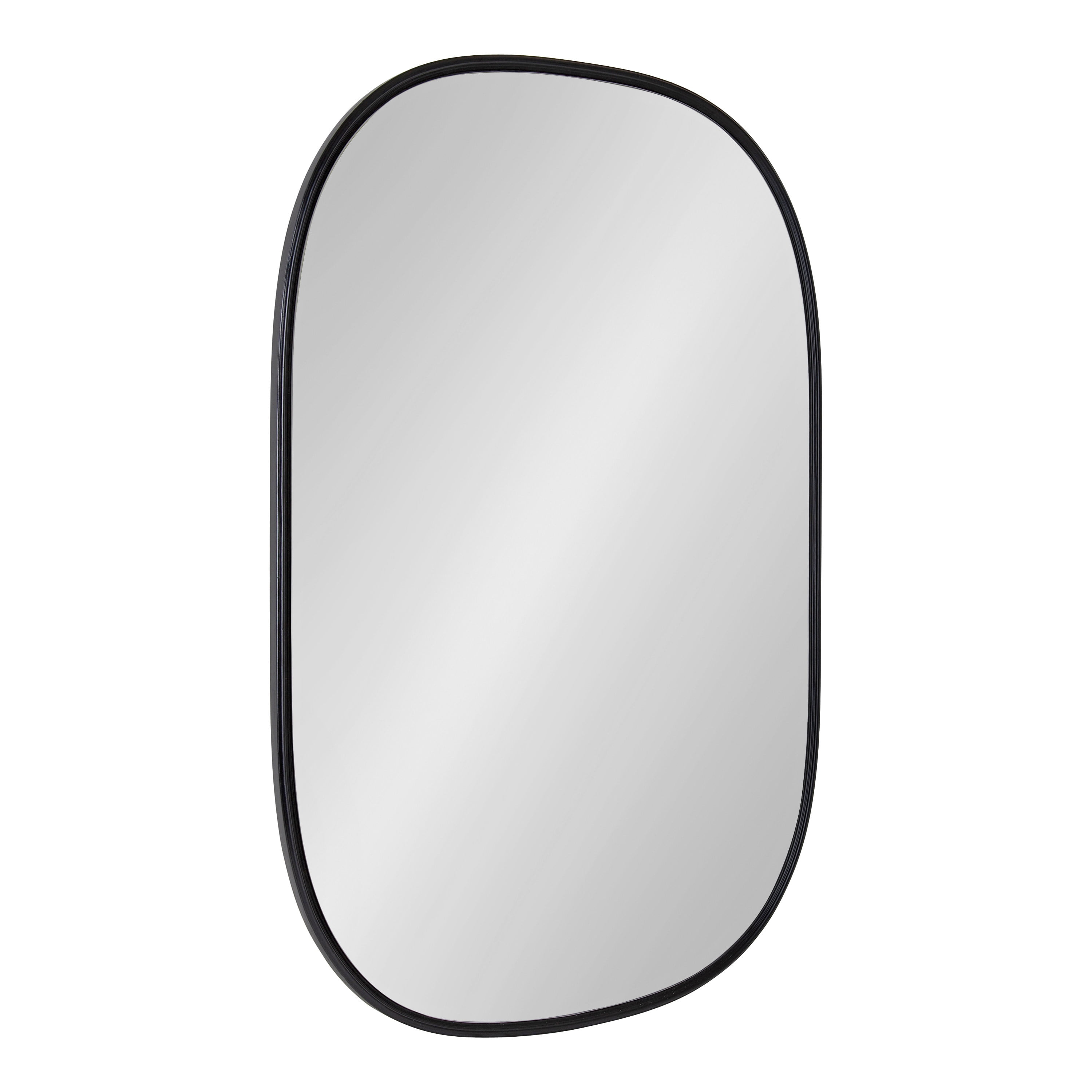 Kate and Laurel Caskill Mid-Century Modern Decorative Wall Mirror, 24" x 35.5", Black, Rounded Edged Rectangular Frame