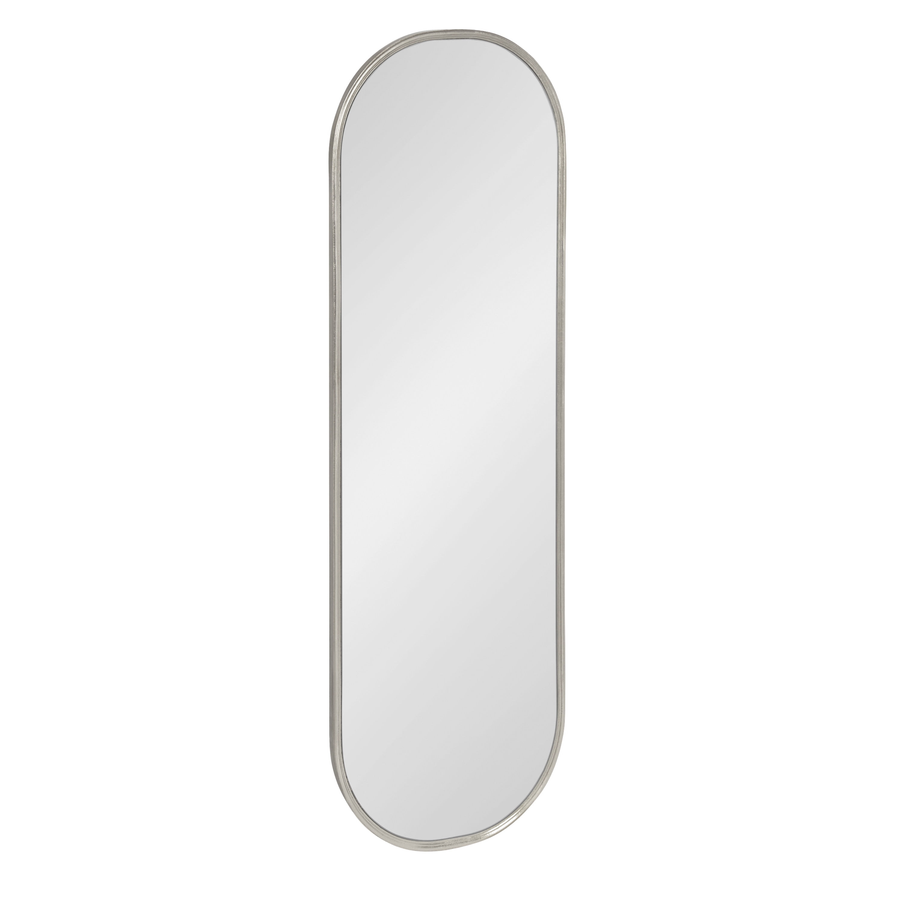 Kate and Laurel Caskill Modern Capsule Panel Mirror, 16 x 48, Silver, Decorative Oval Full Length Accent Mirror for Wall