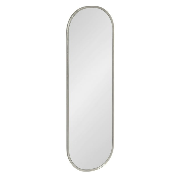 Kate and Laurel Caskill Modern Capsule Panel Mirror, 16 x 48, Silver, Decorative Oval Full Length Accent Mirror for Wall