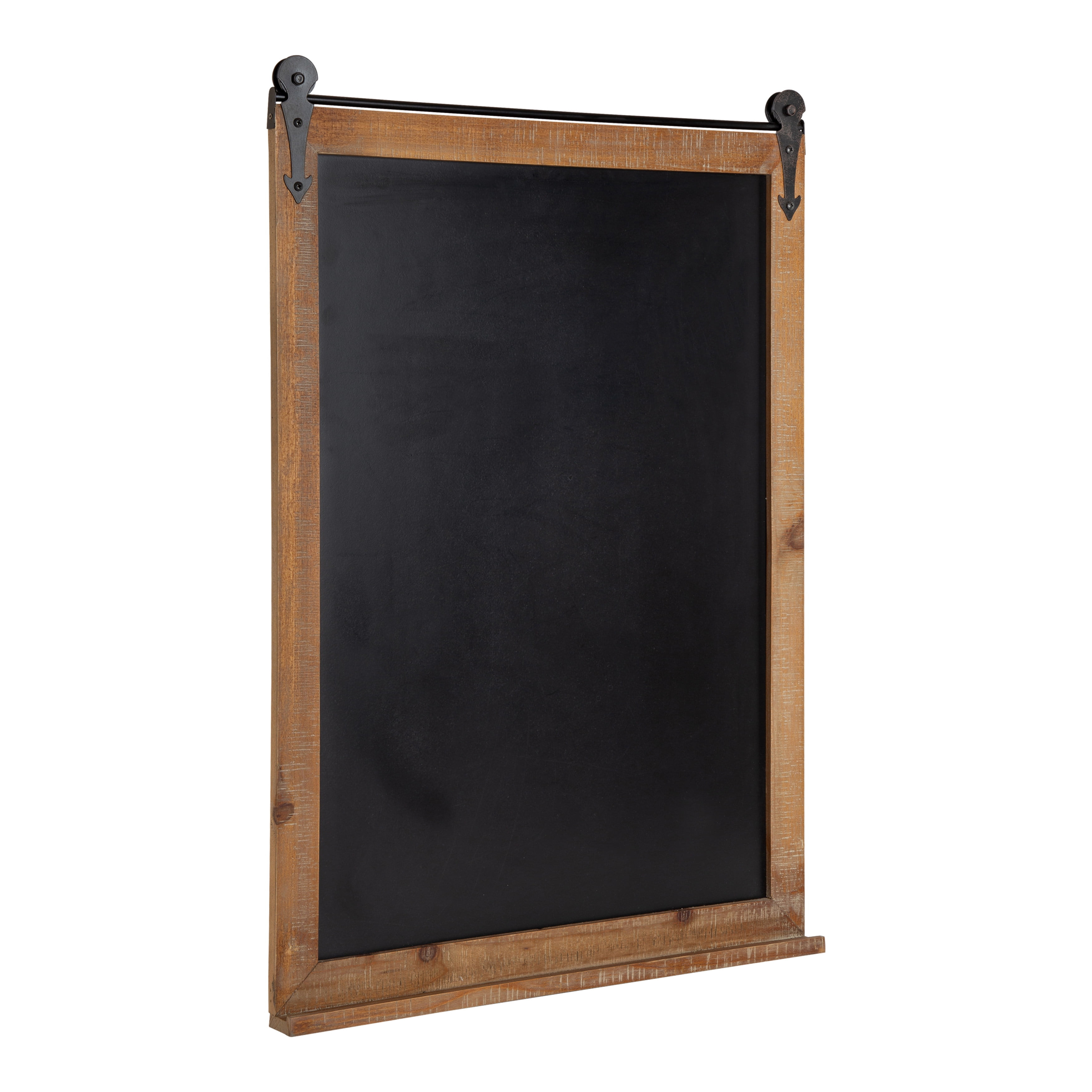 Kate and Laurel Cates Modern Farmhouse Barn Door Wood Framed Chalkboard, Rustic Brown