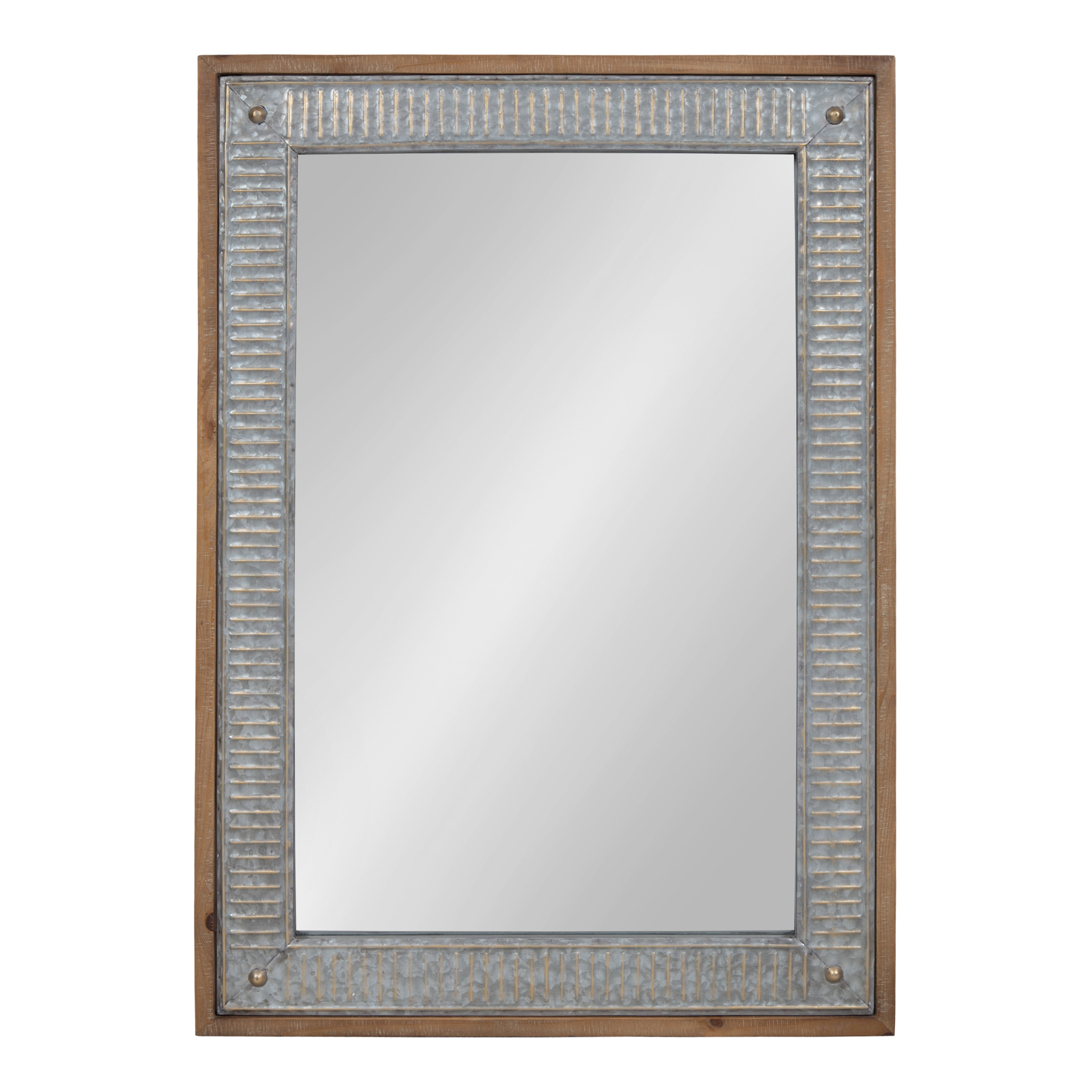 Kate and Laurel Deely Farmhouse Wood and Metal Wall Mirror, Rustic Brown