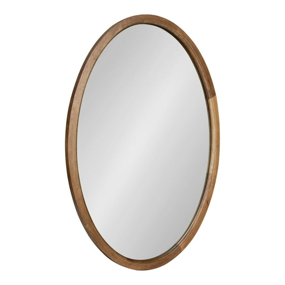 Kate and Laurel Hogan Farmhouse Oval Framed Wall Mirror, 24 x 36, Rustic Brown, Decorative Bulletin Board for Wall