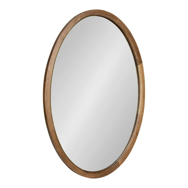 Kate and Laurel Hogan Farmhouse Oval Framed Wall Mirror, 24 x 36, Rustic Brown, Decorative Bulletin Board for Wall