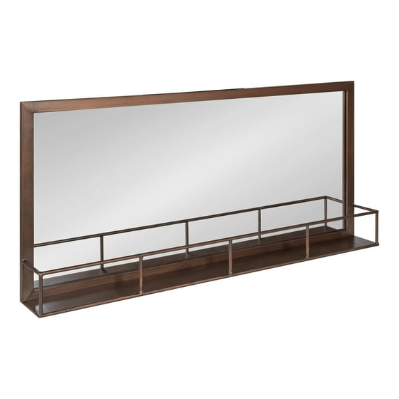 Kate and Laurel Jackson Metal Frame Mirror with Shelf, Bronze 18x40