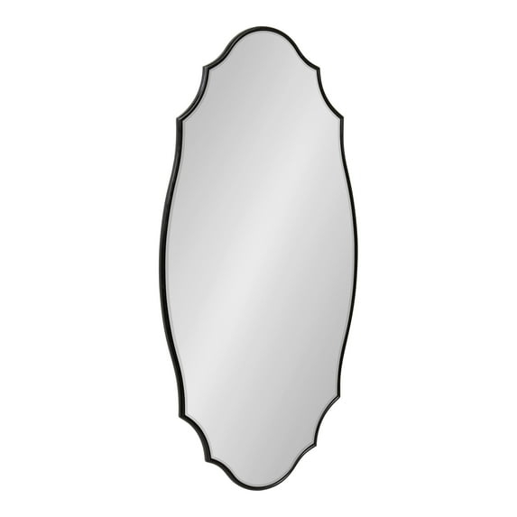 Kate and Laurel Leanna Modern Scalloped Wall Mirror, 20 x 42, Black, Glam Oval Mirror for Wall