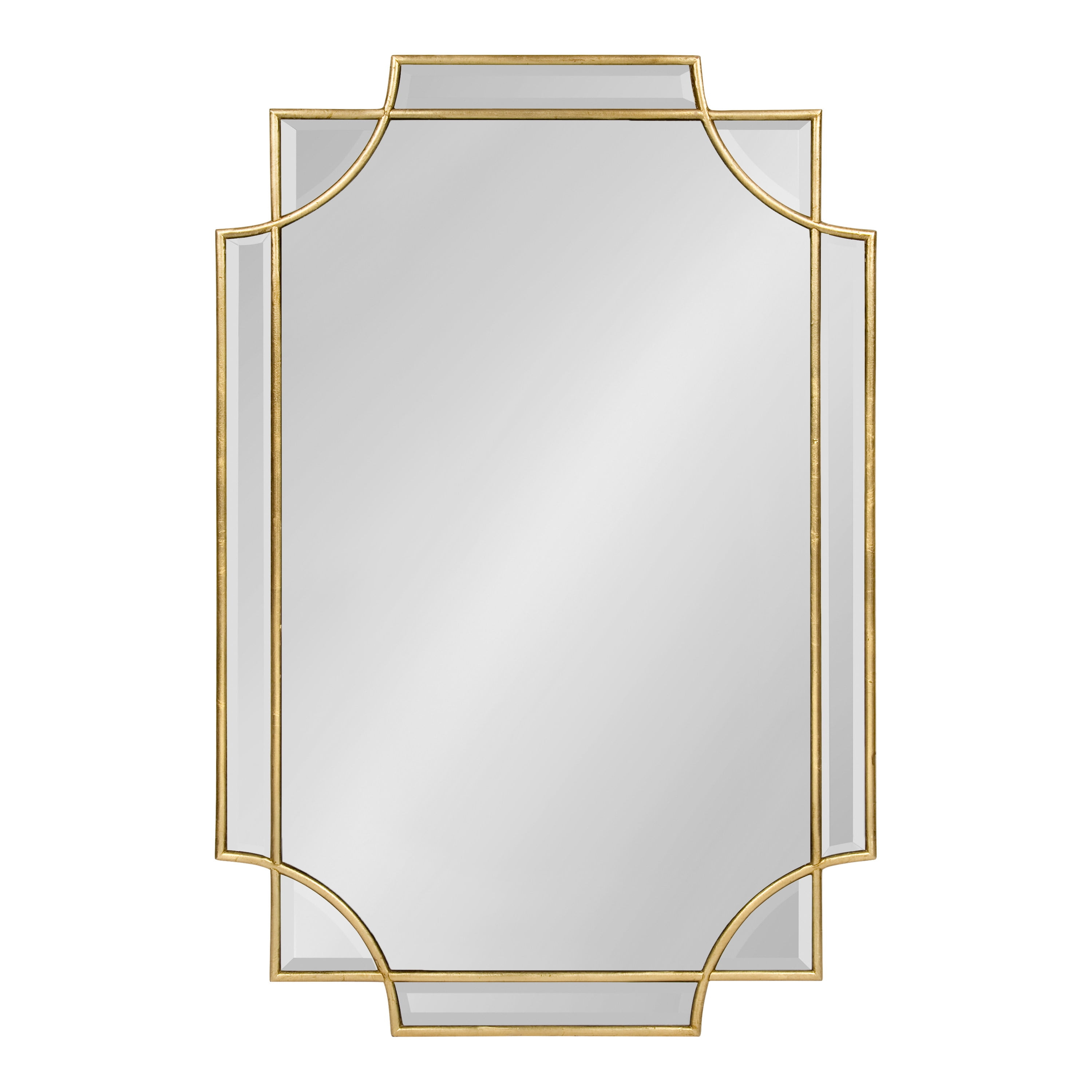 Kate and Laurel Minuette Decorative Rectangle Frame Wall Mirror in Gold Leaf, 24x35.5 Inches