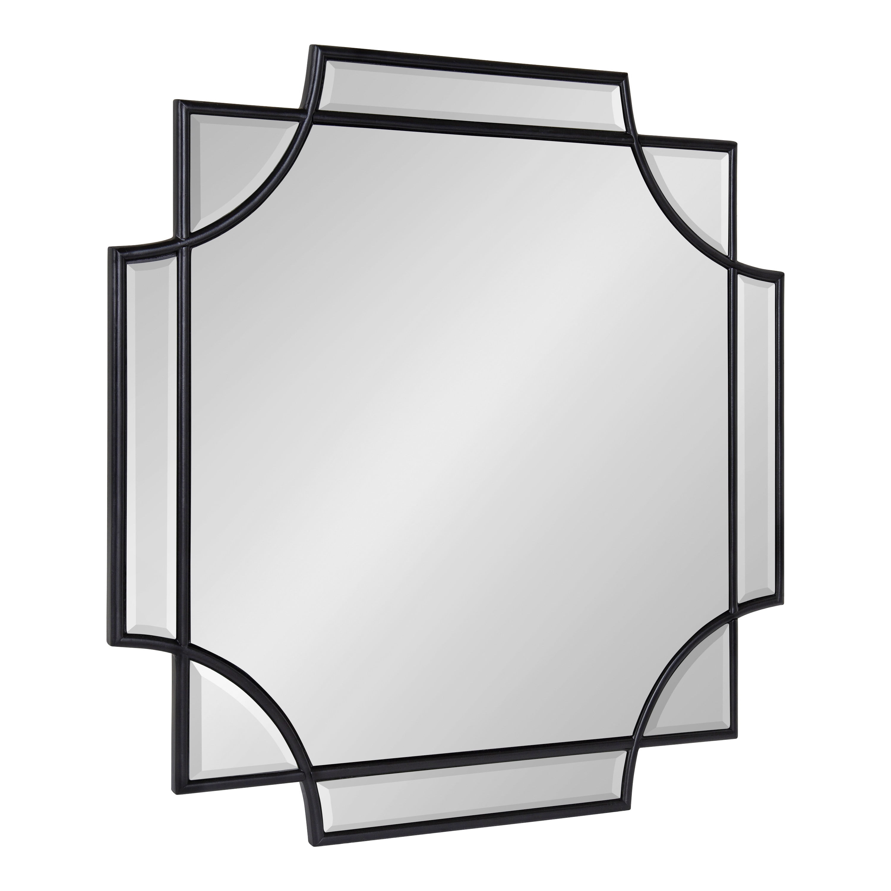 Kate and Laurel Minuette Glam Square Wall Mirror, 24" x 24", Black, Elegant Traditional Home Decor With A Boho Charm