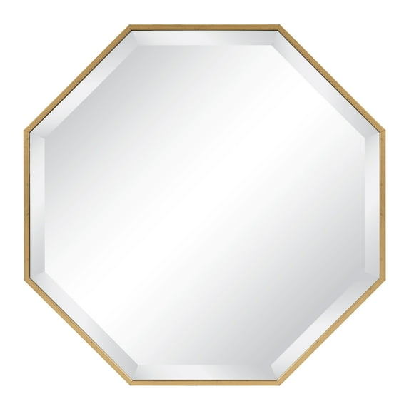 Kate and Laurel Rhodes Modern Octagon Wall Mirror, Gold 25x25 Inches