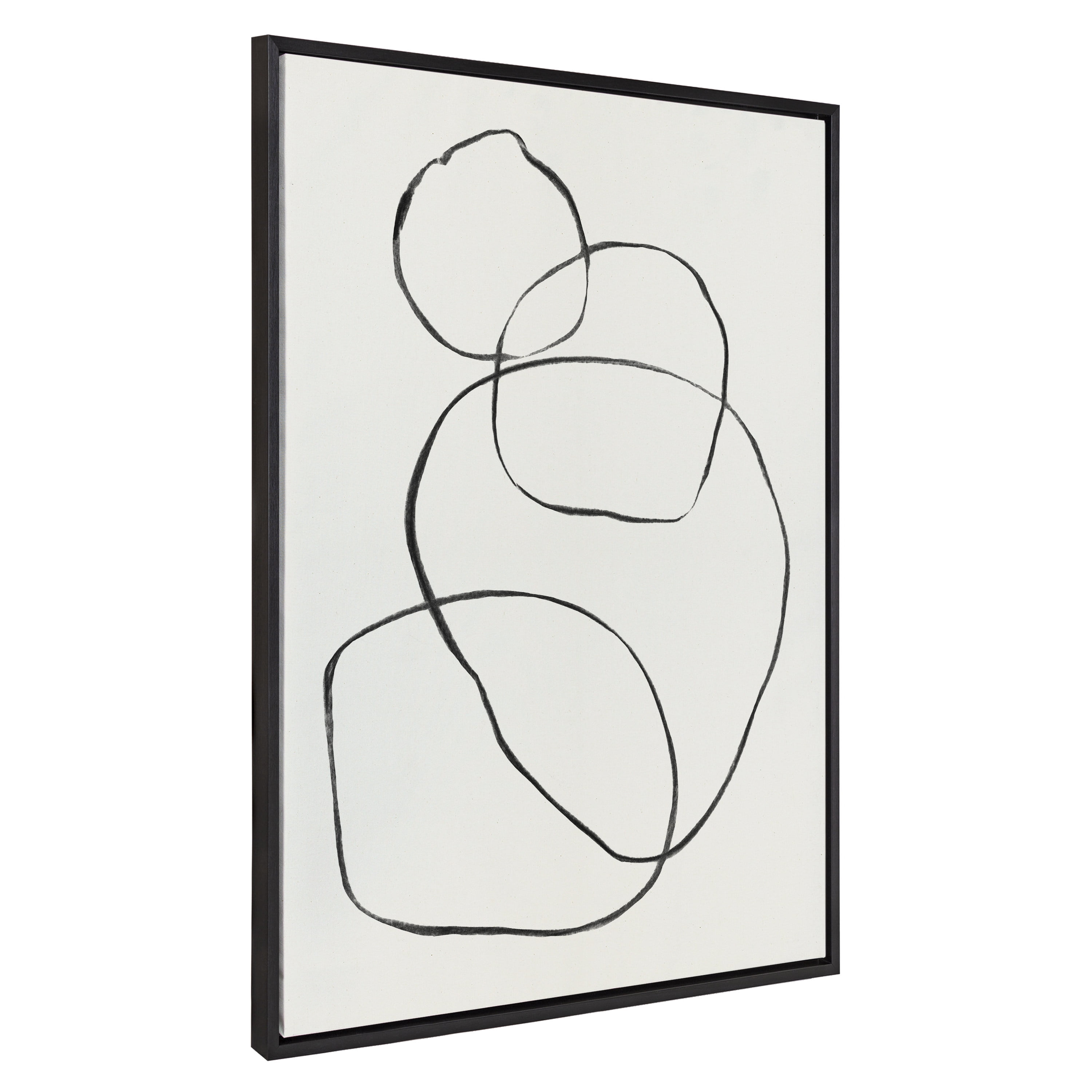 Kate and Laurel Sylvie 869 Going in Circles Framed Canvas Wall Art by Teju Reval of SnazzyHues, 31.5x41.5 Black, Modern Abstract Wall Decor Art