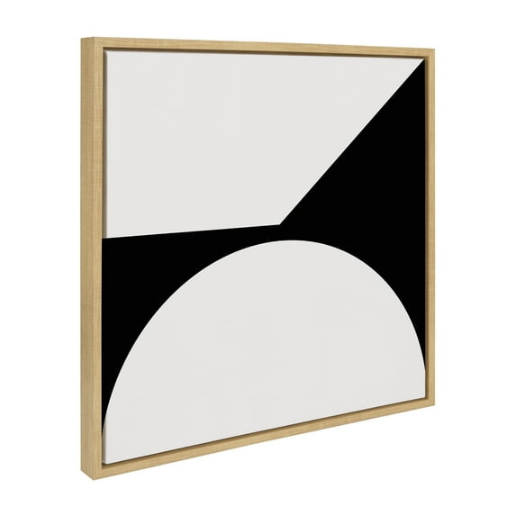 Kate and Laurel Sylvie Minimal Max Mod I Framed Canvas Wall Art by The Creative Bunch Studio, 22x22 Natural, Black and White Abstract Art Wall Décor