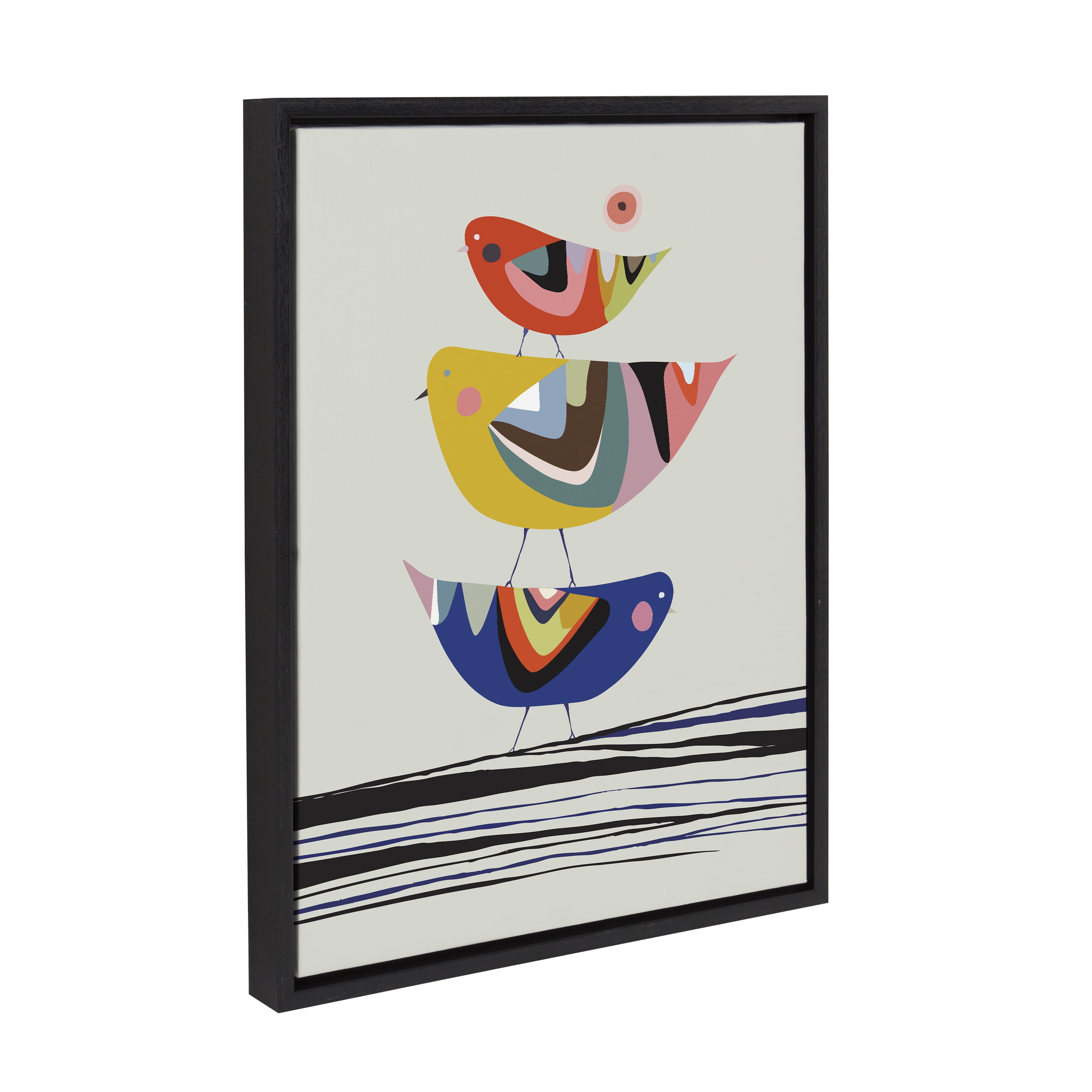 Kate and Laurel Sylvie The Family Tree Framed Canvas Wall Art by Rachel Lee of My Dream Wall, 18x24 Black, Colorful Animal Art for Wall