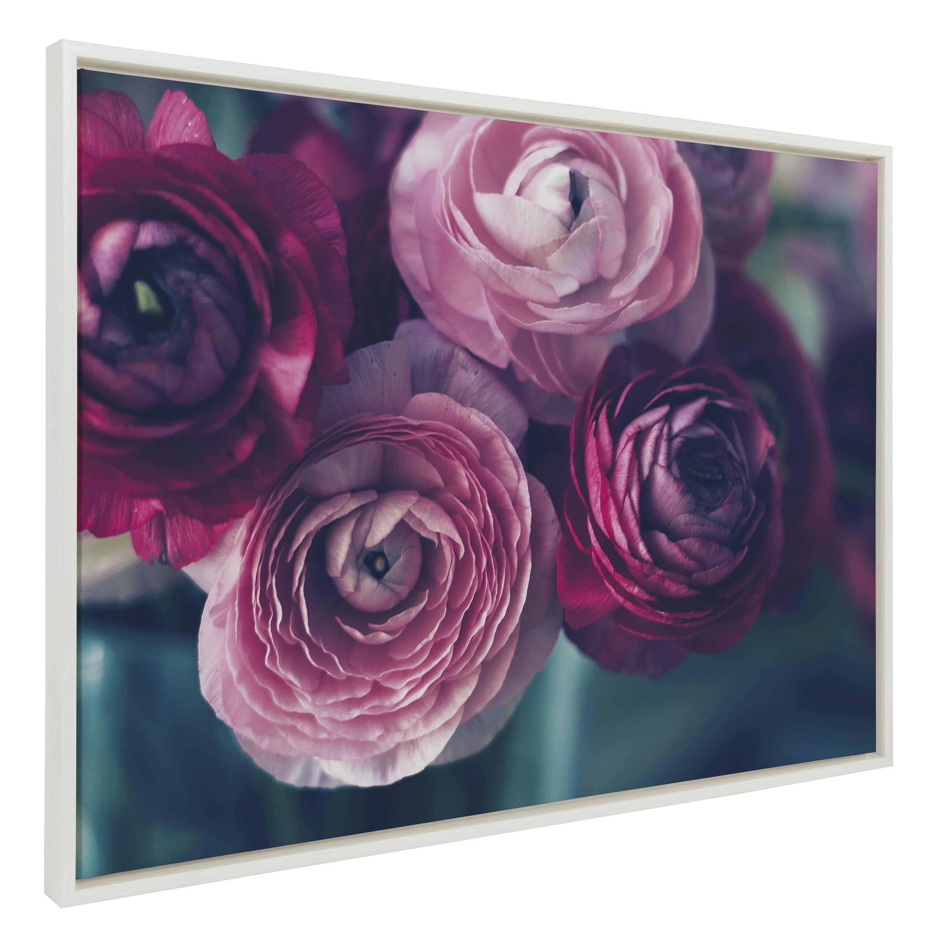 Kate and Laurel Sylvie Yours Truly Framed Canvas Wall Art by Kristy Campbell, 28x38 White, Decorative Detailed Floral Art for Wall