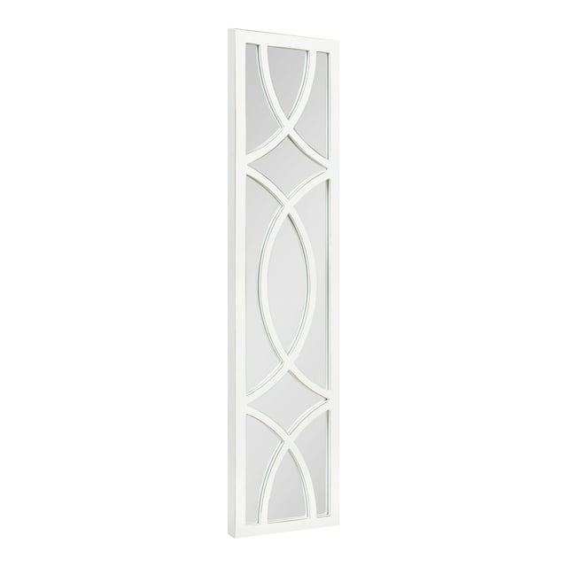 Kate and Laurel Tolland Decorative Wooden Panel Wall Mirror, 12" x 48", Soft White, Rustic Windowpane Accent Piece