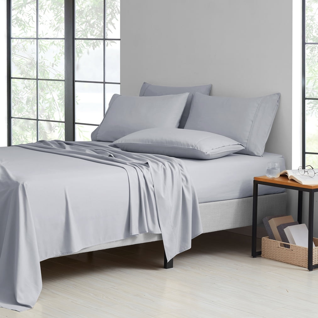 Kathy Ireland 2000 Thread Count Cotton 6 Pc Sheet Set - 5 Colors - Silver Grey - Cal King
