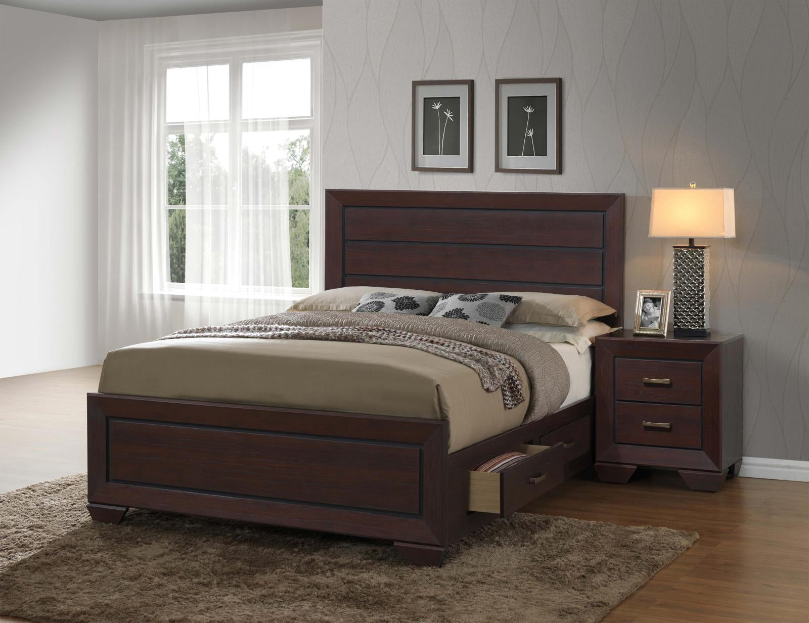 Coaster Kauffman 4-Piece Wood California King Storage Bedroom Set in Cocoa